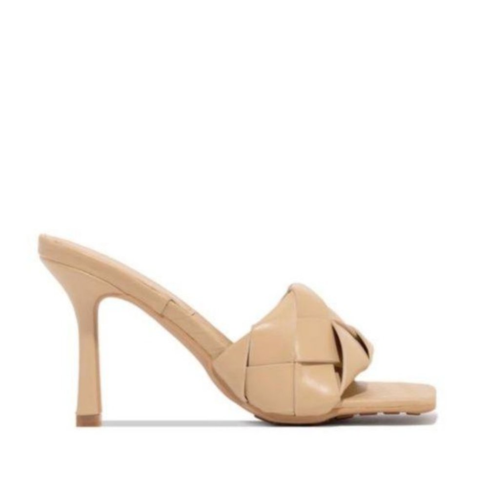 Woven Square Toe Mules – Nude - Picture 4 of 11